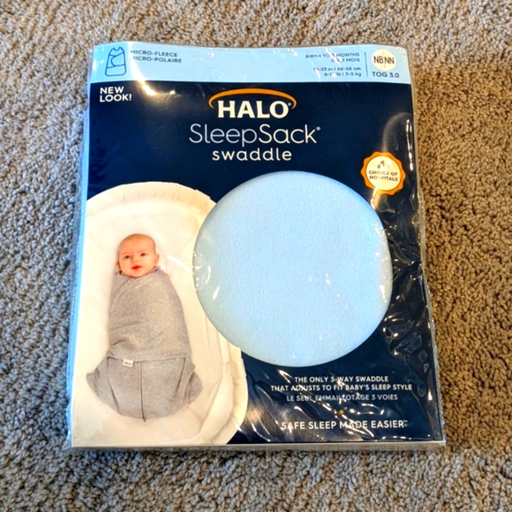 HALO Innovations Sleep sack 100% Cotton Swaddle Wrap Blue.